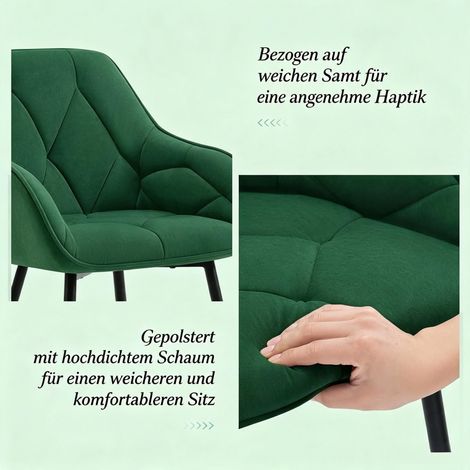 Chaises design salle à manger, lot de 2 fauteuils modernes avec dossier anatomique, sièges molletonnés élégants, assise confortable pour cuisine ou séjour. (1/5)
