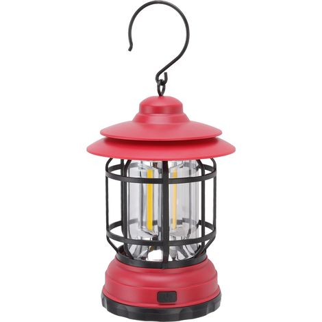 Lanterne de camping portable LED multifonctionnelle à suspendre, style rétro, rouge, pour tente ou autre. (1/5)