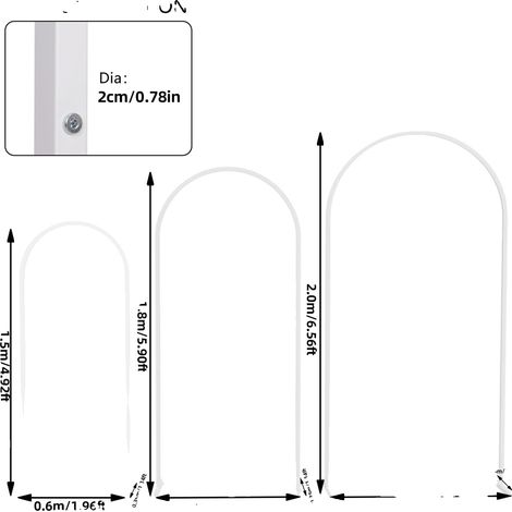 Arche de mariage, support de fond en métal, ensemble de 3 tailles, Blanc laiteux, L (1/2)