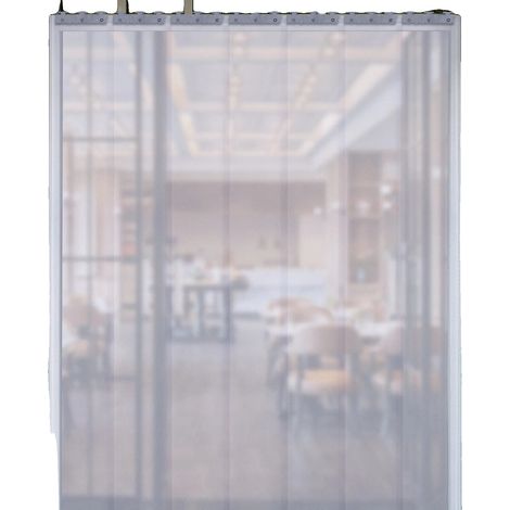 Rideau de porte, matériau PVC, installation facile, Clair (1/2)