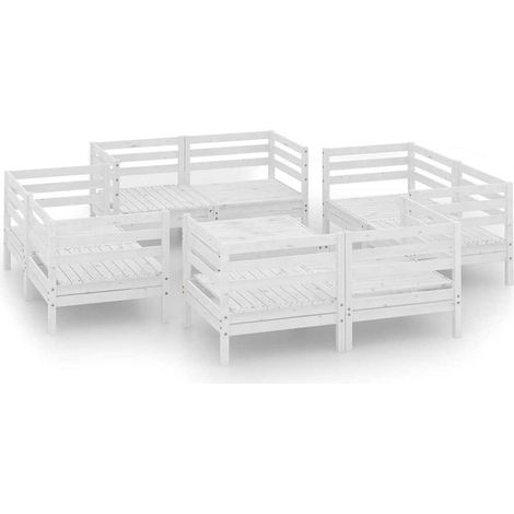 Maison Exclusive - Set Divani da Giardino 9 pz Bianco in Legno Massello di Pino (1/5)