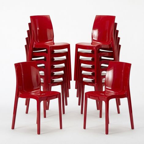 Set 18 Sedie Ice Grand Soleil in Polipropilene per Bar e Ristoranti - Colore: Rosso (1/5)