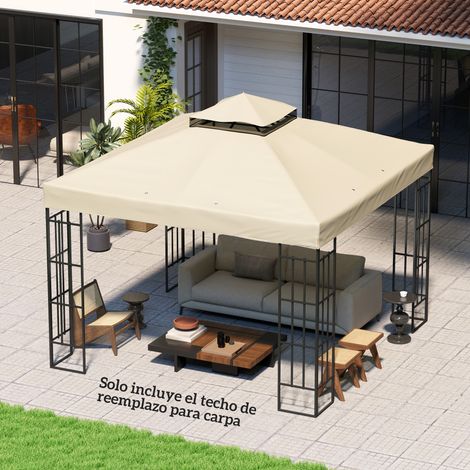 Tenda da sole di ricambio 3x3 m con doppio tetto, fori di drenaggio e crema protettiva UPF30+. Solo tenda da sole. Telaio NON incluso.
