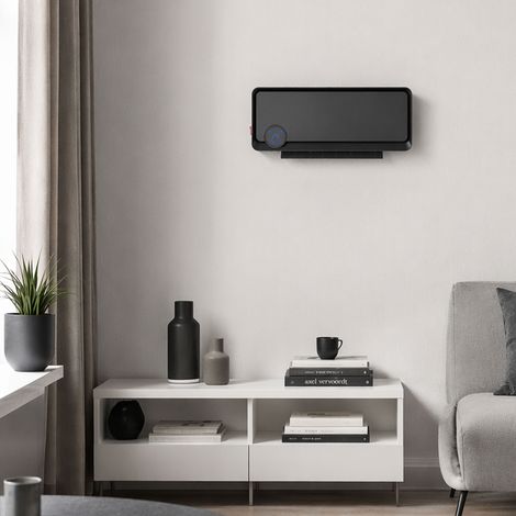 Radiateur mural soufflant oscillant 2000 W - Chauffage céramique PTC, 3 niveaux de puissance - 56x11,7x18,5 cm, noir - Pour salle de bain, bureau - Design compact et performant (1/5)