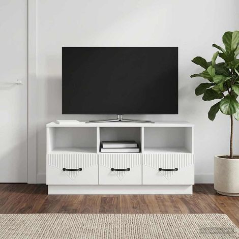 TV-Schränk Hochglanz Weiß 102 x 34,5 x 47 cm Holzwerkstoff (1/5)