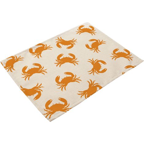 Tapis De Table En Coton Et Lin - Sous-Plat Imprimé Résistant À La Chaleur - Pour Cuisine Et Salle À Manger - Lot De 4 (1/2)