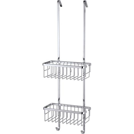 Tesa – Etagère à suspendre 2 paniers 75x25x16,3cm 402040000000 – Aluminium chromé résistant à l'eau – Installation facile sans perçage