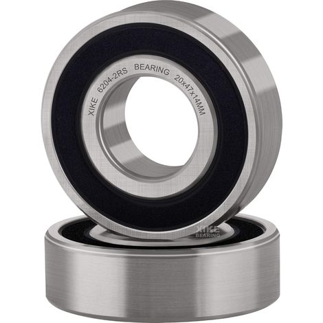 Set of 2 Sealed Ball Bearings 6204-2RS 20 x 47 x 14 mm Steel 100Cr6 (1/5)