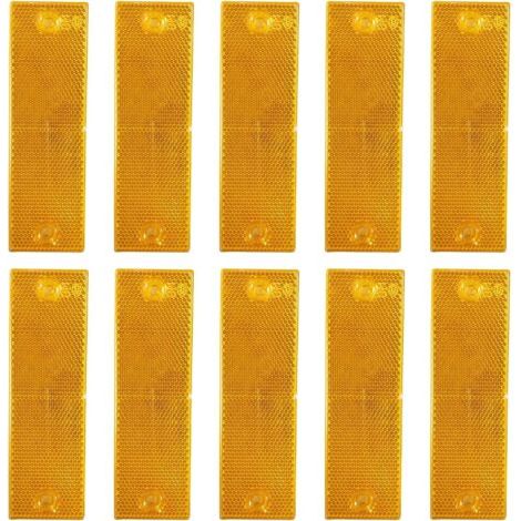 Réfléchissant Plaque D'Avertissement, Catadioptres Rectangulaires, Catadioptres de Sécurité, Catadioptre Remorque, Réflecteurs Camion, pour Camions Caravanes RV Bateaux Vélo, 10 Pièces, Jaune (1/5)