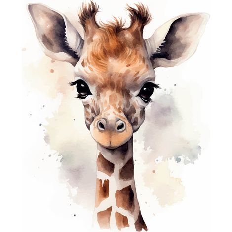 Tableau sur toile girafon enfant 30x30 cm - Impression sur Toile Murale Décorative - Image imprimée en HD sur Toile - Toile sur Châssis en Bois FSC - Fabriqué en France