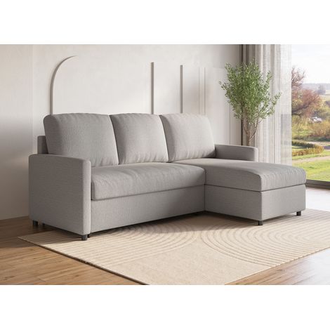 Deco In Paris – Canapé d'angle convertible réversible avec coffre de rangement – Dimensions 203x135cm – Couchage 110x190cm – Tissu 100% polyester
