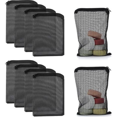Lntyq Confezione da 10 sacchetti filtro per acquario con cerniera - Sacchetti riutilizzabili con carbone attivo e Biosphere - Nero (1/5)