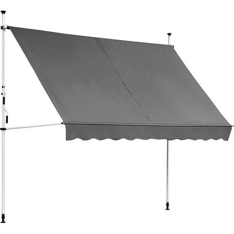Tenda da sole per balcone Protezione dal sole Terrazza Tenda da sole per finestra Tenda da sole per balcone Protezione dal vento Tenda a rullo per balcone - 250 x 120 cm - Grigio con LED