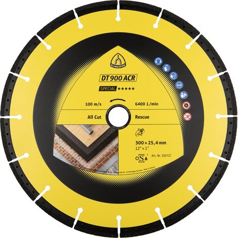 Klingspor DT 900ACR Diamanttrennscheiben, 400 x 3,7 x 25,4 mm 22 Segmente 43 x 3,7 x 3 mm, VG - Vakuumgelötet (1/5)