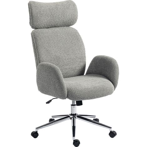 Fauteuil de bureau ergonomique gris foncé, avec appui-tête réglable, dossier inclinable, siège ajustable en hauteur. (1/5)
