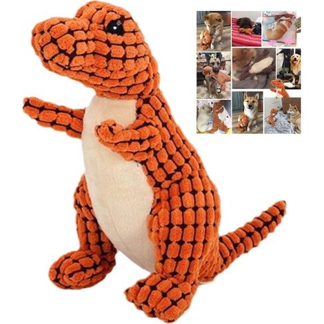 Peluche Dinosaure Résistante pour Chien - Jouet à Mâcher T-Rex Mignon pour Chiens, Jouet Interactif et Couineur en Tissu Doux