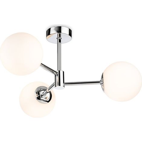 Firstlight Splash Plafonnier encastré Splash Globe à 3 lumières, chromé avec verre blanc opale, 3 x G9, IP44