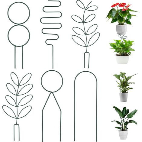 Supports Plantes Grisées métal - Kit 6 Supports Décoratifs Jardinière Intérieur - Hauteur Moyenne Multiforme en Métal Vert (1/5)