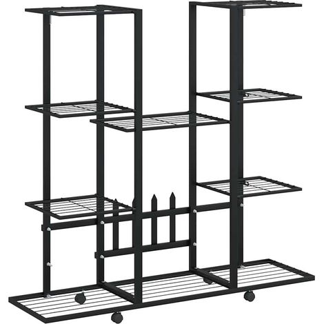 Maison Exclusive - Portafiori con Ruote 94,5x24,5x91,5 cm Ferro Nero (1/5)