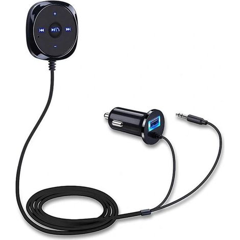 Adaptateur Bluetooth Voiture avec Isolateur de Bruit Boucle de Masse, Kit Mains Libres et Streaming Musical, Récepteur Sans Fil Double Port USB (1/5)