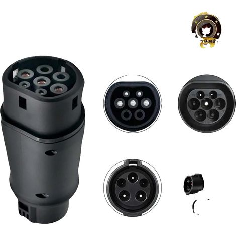 Adaptador de cargador para vehículos eléctricos, tipo 1 a tipo 2, diseño impermeable, tipo 1 a tipo 2 (1/2)