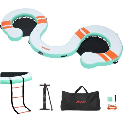 Quai Flottant Gonflable 4,57x1,83 m Plateforme de Quai Gonflable pour Piscine Plage Mer Lac Réunions de Famille Sorties Amis Activités Nautiques avec Sac de Transport Portable, Échelle Amovible (1/5)