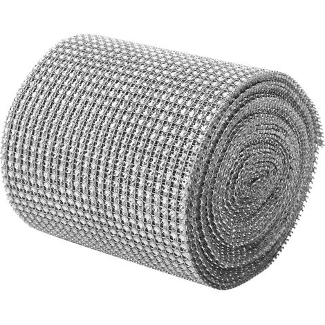 Ruban maille à paillettes 9m, décoration argentée pour vêtements de mariage et accessoires (1/5)