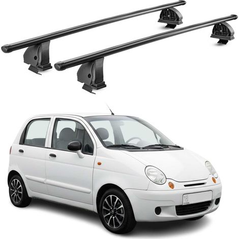 OMAC Stahl Dachträger Querträger Daewoo Matiz I 1998-2005 – TÜV / DIN 75302:2019 – Abschließbar – Max. 75 kg – 2 Stangen – Schwarz (1/5)