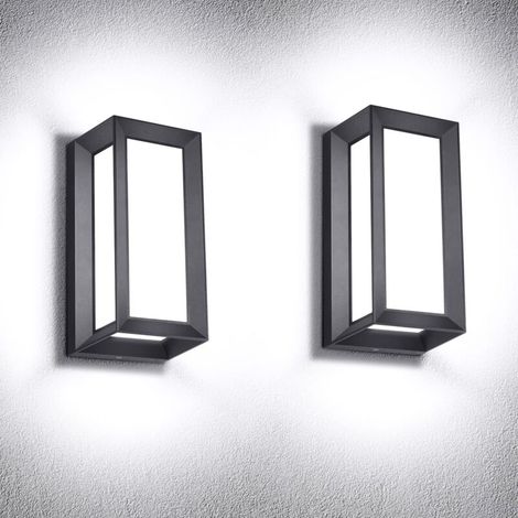 [NIEMALS VERWENDET] Außenwandleuchte, 18 W, 1800 lm, 6000 K, LED-Veranda- und Terrassenleuchten, mattschwarz, Außenbeleuchtungskörper, Wandmontage, IP65, wasserdicht, für Garage, Einfahrt, Garten (2er