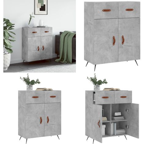Buffet gris béton 69,5x34x90 cm bois d'ingénierie - Buffet Design Moderne - Buffet Gris - Buffet Rangement - Armoire Entrée - Meuble Salon - Home & Living (1/5)