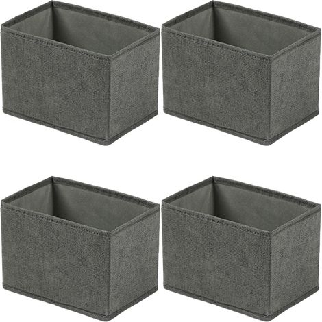 Boîte de rangement pliable gris pour vêtements en imitation lin, petite taille [fermeture éclair] 14x14x12cm, multifonctionnelle, 4 pièces (1/5)