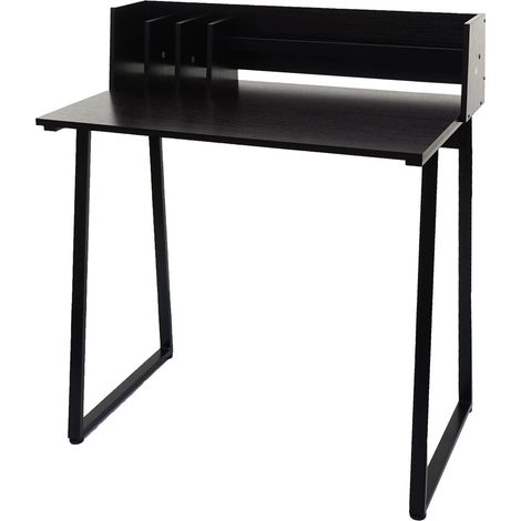 Table console HWC-K69 - table de téléphone - 82x51cm structure 3D - métal MDF - noir (1/2)