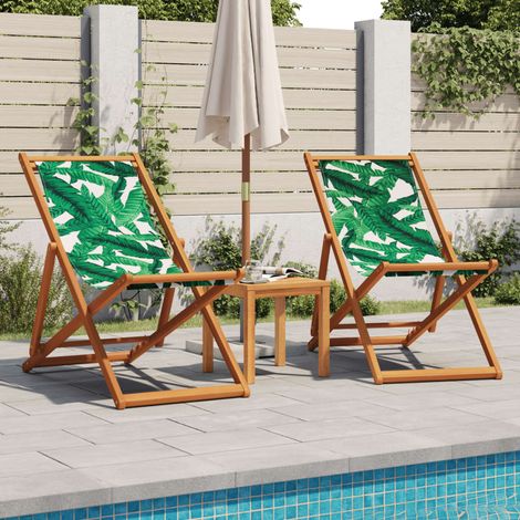 Maison Exclusive - Strandstühle 2 Stk. Klappbar Blattmuster Stoff