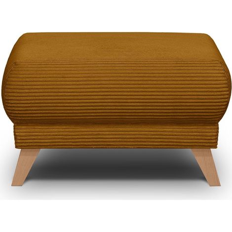 Pouf en velours côtelé jaune moutarde - Laria