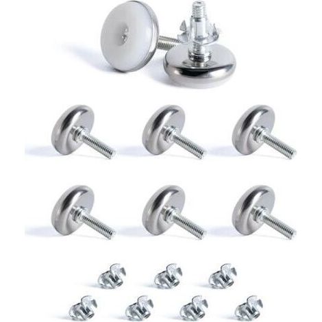 8 pcs M6 X 28MM Pied Réglable à Base Ronde, Pieds de Nivellement, Pied Vérin Meuble à Visser, Vis de Réglage pour Pied Mise à Niveau, avec 8 Écrou à Griffes, pour Pieds de Lit Bureau Armoire (1/5)
