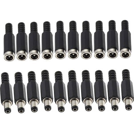 10 Paar Klinkenstecker, 5,5 mm x 2,1 mm, Stecker und Buchse, für Gleichstromversorgung, Elektronik (1/5)