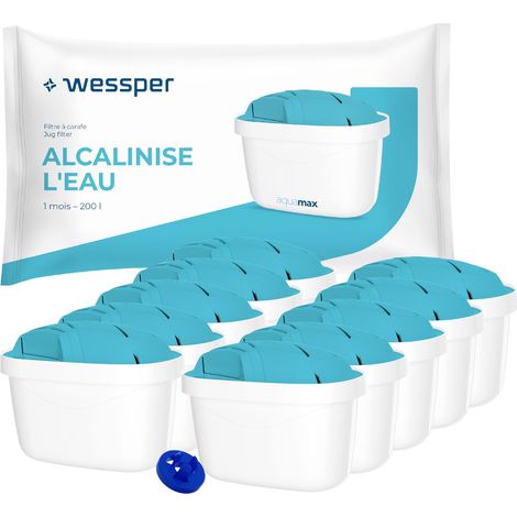 Cartouche Filtrante, Alcaline filtre eau pour carafe filtrante, pH élevé, améliore l'odeur et le goût de l'eau, Compatible avec les cartouches filtrantes, 10 pièces (1/5)