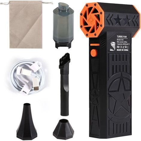 Ventilateur Turbo Portatif Haute Puissance 130 000 Tr/Min, Souffleur D'Air Puissant, Ventilateur Turbo Puissant, Souffleur de Poussière avec Kits