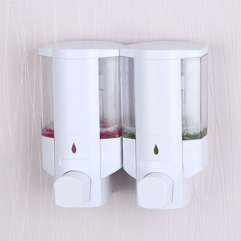 royaluxe - Lot de 2 distributeurs de Savon de Douche Transparents pour Les Murs de la Salle de Bains blanche,
