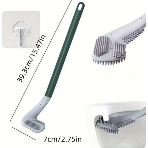 1 brosse WC flexible en silicone – Conception murale pour un nettoyage facile et efficace de la salle de bain-vert (1/4)