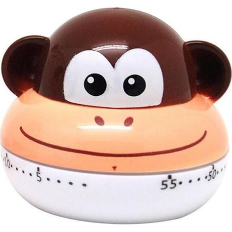 Minuteur de cuisine mécanique en forme de chat mignon, compte à rebours de 55 minutes, alarme, minuteur manuel marron (1/4)