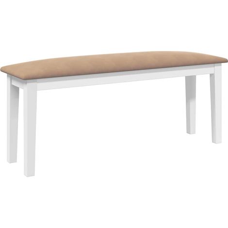 Banc 110 cm blanc bois massif caoutchouc CFW335994 (1/5)