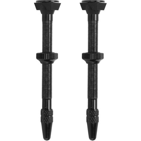 2 pièces Tige de Valve Presta 60mm sans Chambre, Légère en Alliage pour VTT et Vélo de Route Noir (1/5)