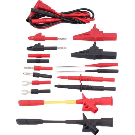 Lot de 2 Pinces Crocodile avec Fiche Banane et Pointe de Test pour Multimètre, Outil de Dépannage Électrique (1/5)