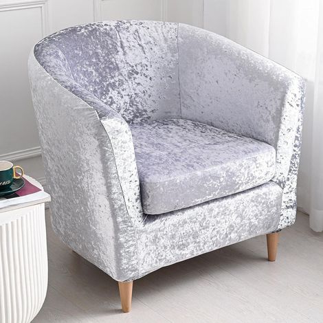 Set of 2 stretch velvet chair covers with removable cushion cover for sofa, club, bar, lounge counter (silver) (1/5)