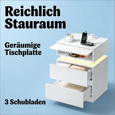 Table d’appoint,table d’appoint avec lumière LED réglable,canapé,borne de recharge pratique (seul ensemble de 2 tables) (1/5)