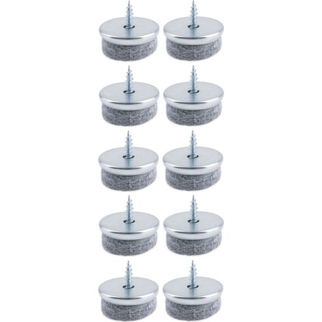 Cyclingcolors – Lot de 10 patins à vis en acier nickelé – Diamètre 24mm – Feutrine pour protection parquet – Fixation facile sous meubles (1/3)