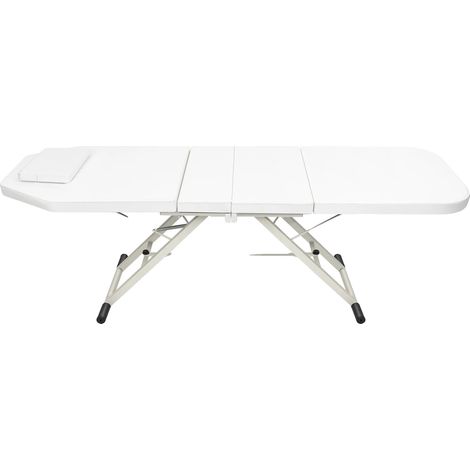 Table de massage, design portable, dossiers réglables, BLANC (1/2)