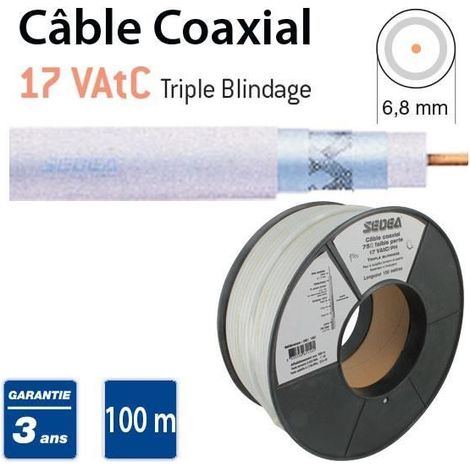 Câble coaxial - SEDEA - 17VAtC - 100m - Triple blindage - 75 Ω