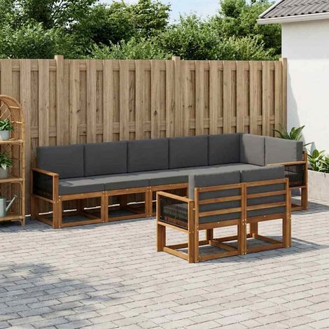 vidaXL Outdoor-Sofagarnitur 8 Stk. Natur und Anthrazit Polyester (1/5)